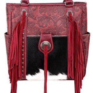 Trinity Ranch Partial Genuine Leather Hair-on Hide Tote Bag